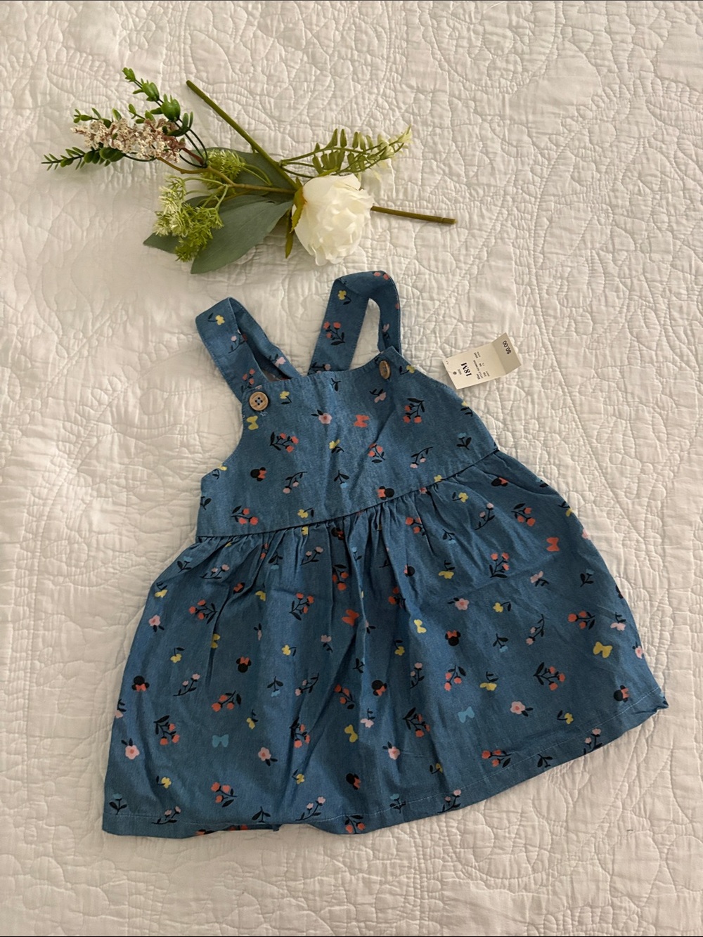 Disney Blue Floral Print Sundress for Girls 18 months